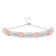 10k Gold-pl .27ct Diamond Tapered Bar X Bracelet
