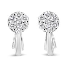 14k Gold Round .87ct Diamond Cluster Earrings