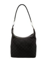 Gucci Black Canvas Gg Tonal Hdw Zip Cls Hobo