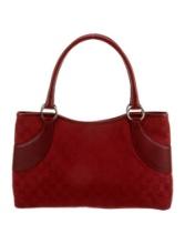 Gucci Red Canvas Silver-tone Hdw Snap Shldr Bag