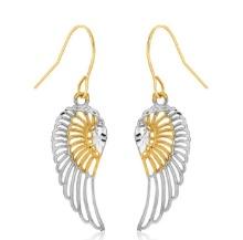 10k Gold Two-tone Wing Drop Earrings