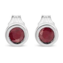 Round .43ct Garnet Bezel Stud Earrings
