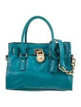 Michael Kors Blue Ostrich Snap Cls Top Hdl Bag