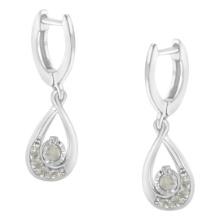 Round .23ct Diamond Drop & Dangle Hoop Earrings