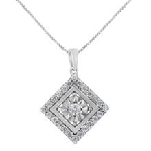 10k Gold .49ct Diamond Square Necklace