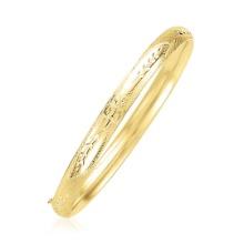 14k Gold Dome Florentine Design Bangle