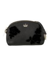 Kate Spade Blk Leather Emb & Chain-link Zip Clutch