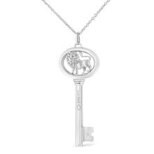 Elegant .01ct Diamond Leo Zodiac Key Necklace