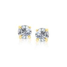 14k Gold Round 1.50ct White Topaz Stud Earrings