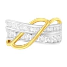 10k Two-tone Gold 1.11ct Diamond Bypass Ring