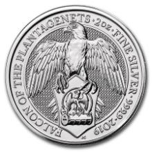 2019 Gb 2 Oz Silver Queen's Beasts The Falcon Bu