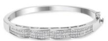 14k White Gold Princess 3.30ct Diamond Bracelet