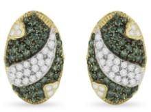 14k Gold 2.16ct Blue & White Diamond Stud Earrings