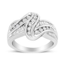 10k Gold .76ct Diamond Bypass Swirl Ring