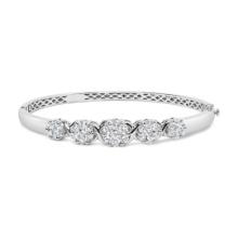 14k Gold 2.50ct Diamond Floral Cluster Bangle