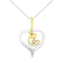 10k Two-tone .03ct Diamond Accent Heart Necklace