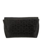 Salvatore Ferragamo Black Embossed Leather Clutch