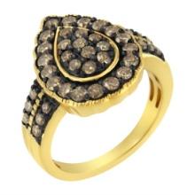 10k Gold-pl. 1.12ct Diamond Pear Cocktail Ring