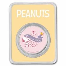 Snoopy Welcome Baby Girl 1 Oz Colored Silver