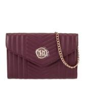 Badgley Mischka Purple Vegan Lthr Snap Evening Bag