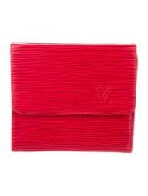 Louis Vuitton Red Epi Lthr Brass Hdw Elise Wallet