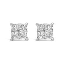 10k White Gold .78ct Diamond Square Stud Earrings