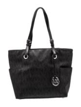 Michael Kors Blk Silver-tone & Zip Shldr Bag