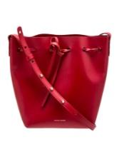 Mansur Gavriel Red Leather Drawstring Bucket Bag
