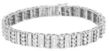 14k Wgold Baguette & Round 4.94ct Diamond Bracelet