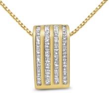 14k Gold Princess 2.50ct Diamond Block Necklace
