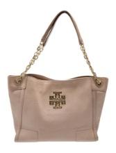 Tory Burch Lthr Gold-tone Hdw Snap Shoulder Bag