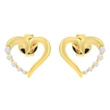 14k Gold .12ct Diamond Open Heart Earrings