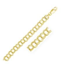 14k Gold Solid Double Link Charm Bracelet