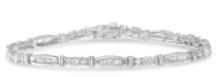 10k Wgold 3.00ct Diamond Geometric Tennis Bracelet