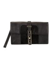 Henri Bendel Black Leather Gold-tone Hdw Clutch