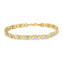 10k Gold 1.00ct Diamond Cluster X-link Bracelet