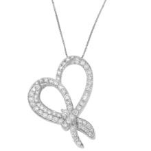 10k Gold 1.00ct Diamond Heart & Bow Necklace