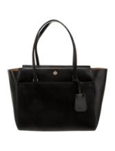 Tory Burch Black Leather Gold-tone Hdw Snap Tote