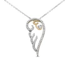10k Gold-pl .25ct Diamond Angel Wing Necklace