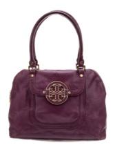 Tory Burch Purple Leather Gold-tone Hdw Shldr Bag