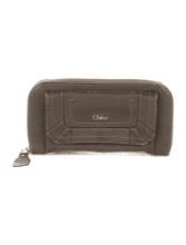 Chloe Brown Leather Exposed Zip Continental Wallet