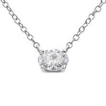 14k Gold Oval .50ct Diamond Solitaire Necklace