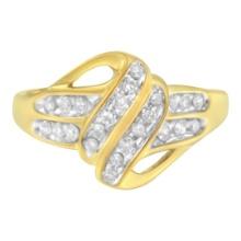 10k Gold-pl .25ct Diamond Flower Halo Ring