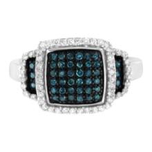 Striking .50ct Blue & White Diamond Cocktail Ring