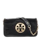 Tory Burch Blk Leather Flap & Snap Shldr Bag