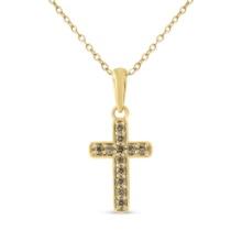 10k Gold-pl. Round .25ct Diamond Cross Necklace