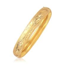 14k Gold Classic Floral Carved Bangle