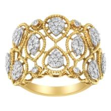14k Gold Round .50ct Diamond Art Deco Ring