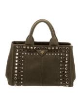 Prada Green Canvas Gold-tone Hdw Snap Top Hdl Bag