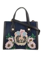 Gucci Blue Denim Faux Pearl Snap Cls Top Hdl Bag
